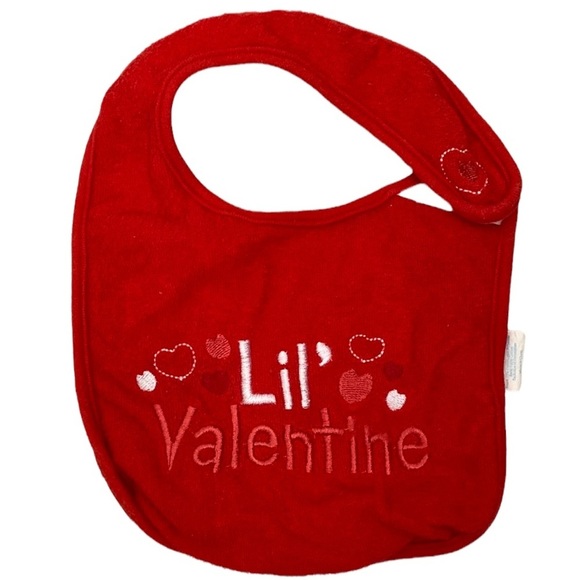 Neat Solutions Red Valentine’s Day Baby Bib “Lil’ Valentine” Hearts Cotton Blend - Picture 2 of 11